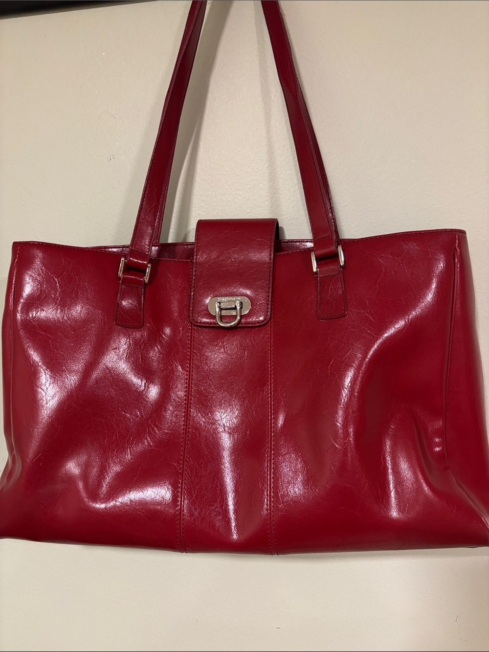 Classic Red Leather Tote Bag